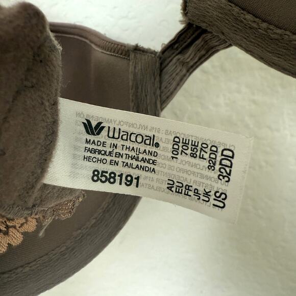 Wacoal Womens Bra Size 32DD Brown Full Coverage Underwire Embroidered T-Shirt - Picture 3 of 4